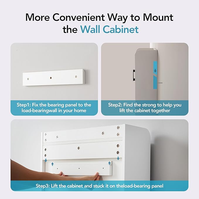 Bathroom Wall Cabinet with Door, Over The Toilet Wood Hanging Medicine Cabinets - Image 9
