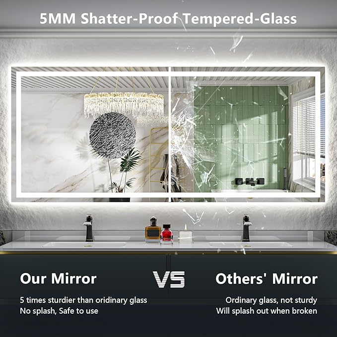 YEELAIT 88x38 Inch LED Bathroom Mirror - Image 6