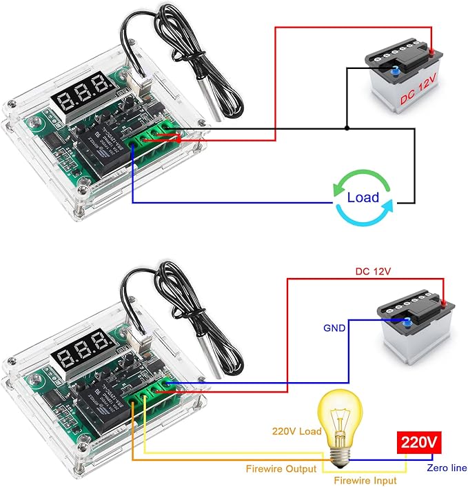 AEDIKO 2pcs W1209 DC 12V Digital Temperature Controller Board Digital Display - Image 4