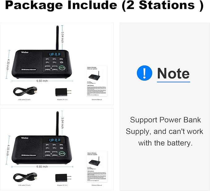 Wuloo Intercoms Wireless for Home 1 Mile Range 22 Channel 100 Digital Code - Image 7