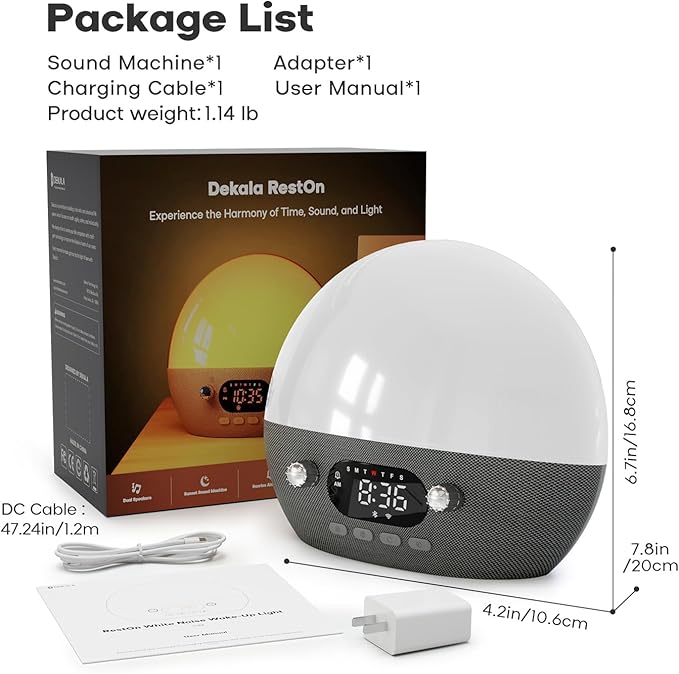 Dekala RestOnn Sunrise Alarm Clock Sunset Sound Machine 7-Day Programmable Loud - Image 8