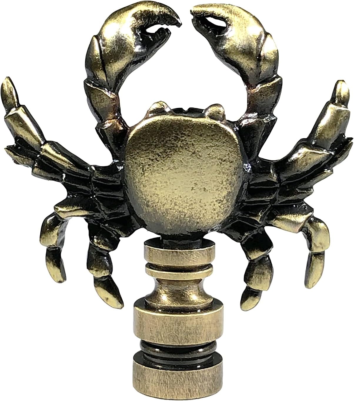 Royal Designs, Inc. Sea Life Lamp Finial, Decorative Crab, Antique Brass, Replacement Finial for Table or Floor Lamps