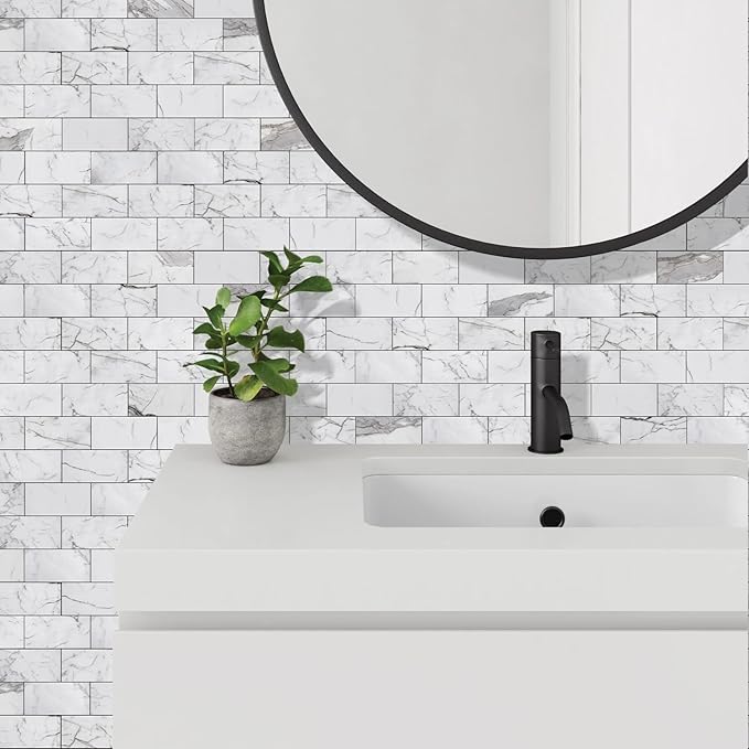 Vamos Tile 100-Piece Glossy Statury White Peel and Stick Backsplash Tile - Image 9
