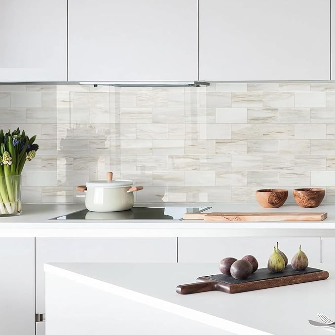 Vamos Tile 4-Piece Glossy Wooden Marble Grain Peel and Stick Backsplash Tile - Image 9