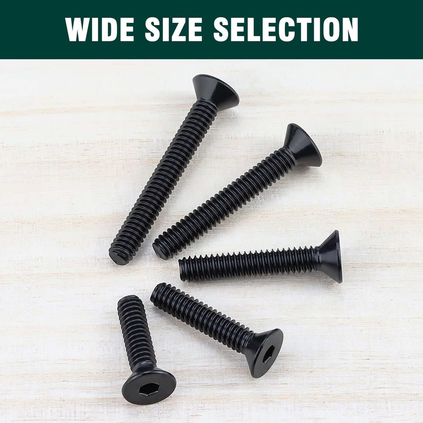 #10-32 x 3/4" Flat Head Socket Head Cap Screws Black, Allen Hex Drive, 304 Stainless Steel 18-8, Black Coated Finish, Corrosion Resistant, Full Thread, Coarse Thread, 50 PCS