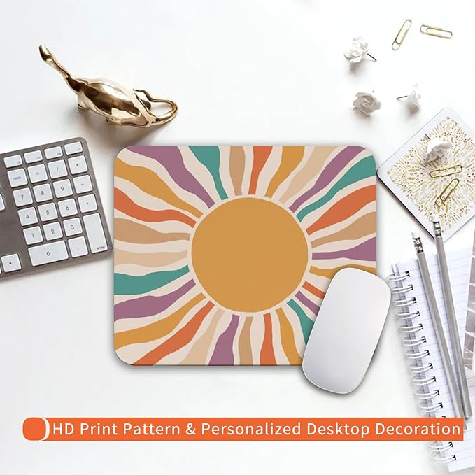 Armanza Square Mouse Pad Retro Sun, Personalized Premium-Textured Custom Mouse - Image 6