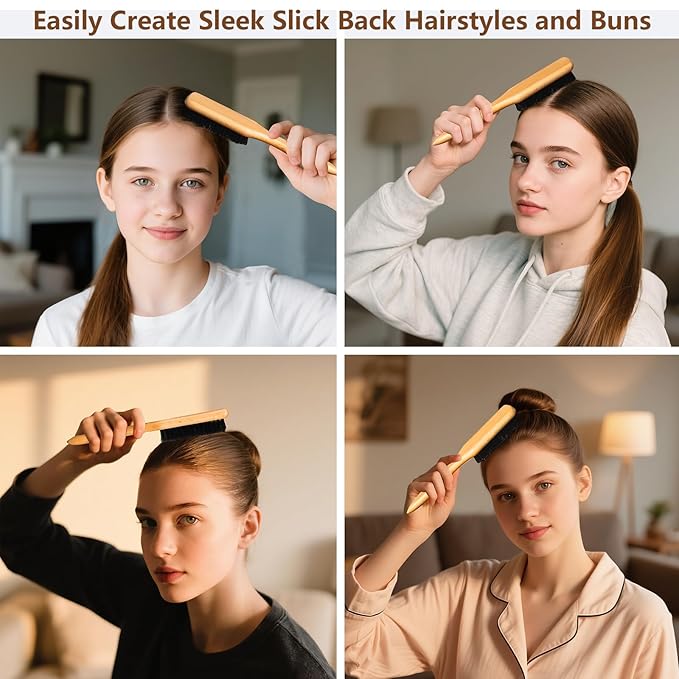 SWEET VIEW Boar Bristle Slick Back Hair Brush - Image 7