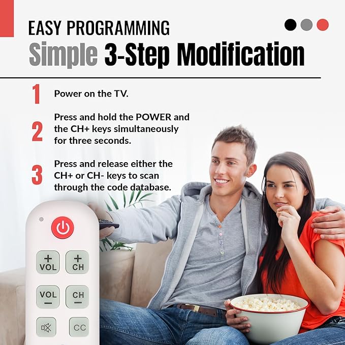 Anderic RR1004 Big Button TV Remote Control – Senior Friendly, Easy-to-use - Image 9