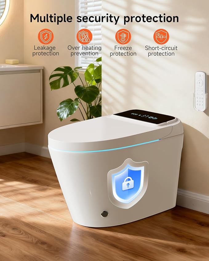 WANSID Smart Toilet with Bidet Built-in and Tankless, Auto Open/Close, Heated - Image 9
