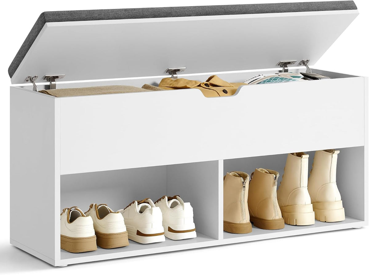 vasagle shoe storage bench with cushion, 2 open, main product view