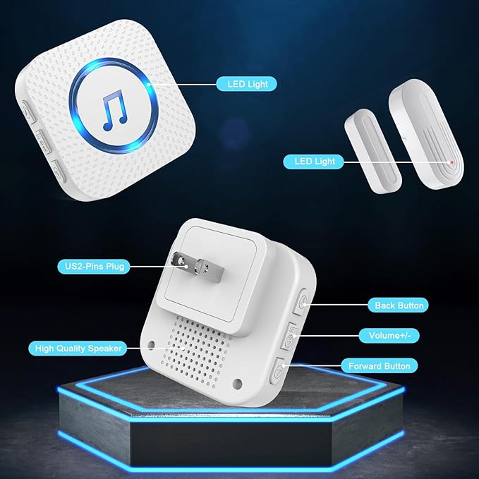 SanJie Wireless Door Chime Sensor, When Door Opens, Entry Alarm - Image 8