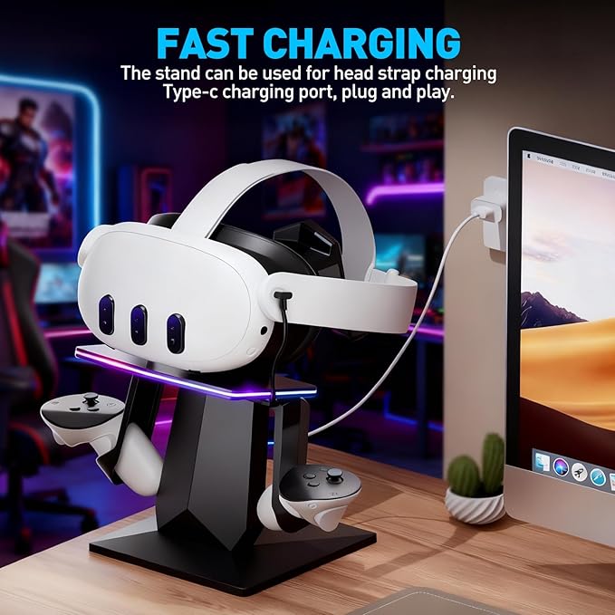 Charging Dock for Meta Quest 3S, Quest 3, 2 or Pro,RGB Charging Vertical - Image 7
