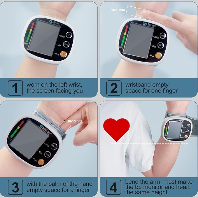 Wrist Blood Pressure Monitor for Home Use, Rechargeable Bp Machine Automatic - Image 7