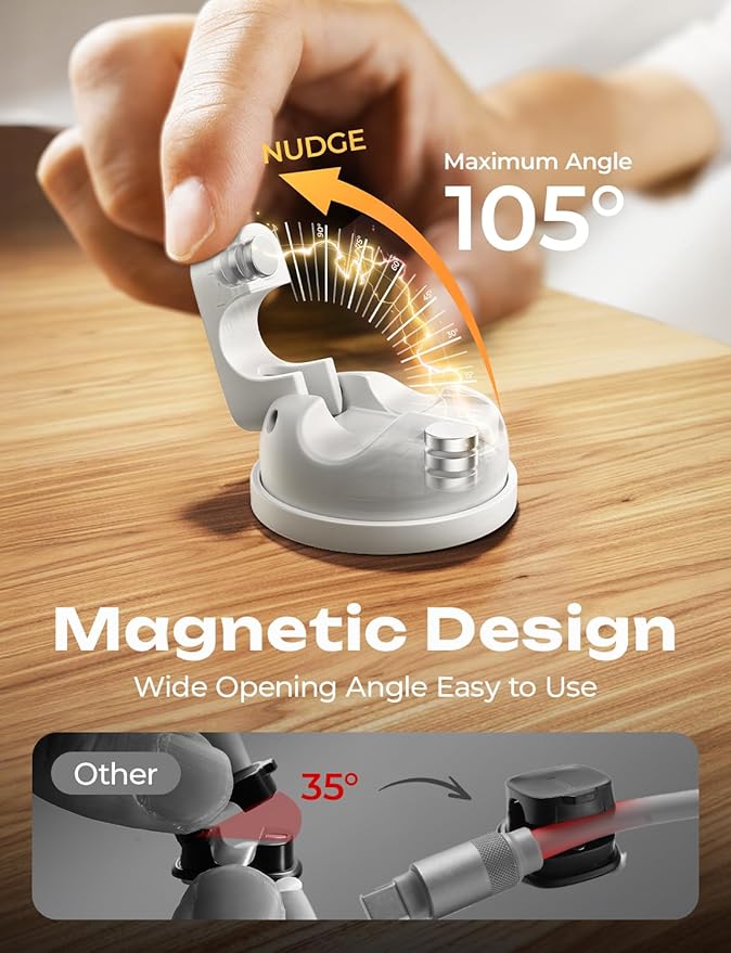 6-Pack Rotatable Cord Holder for Nightstand, LISEN 360°Rotating Magnetic Clips - Image 7