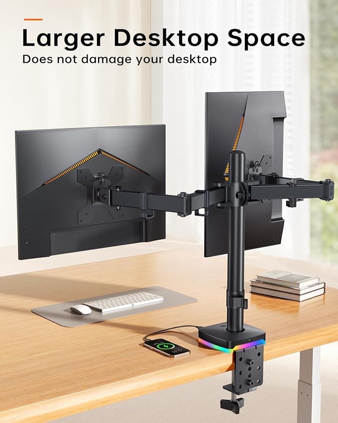RGB Dual Monitor Desk Mount, Monitor Stand - Image 8