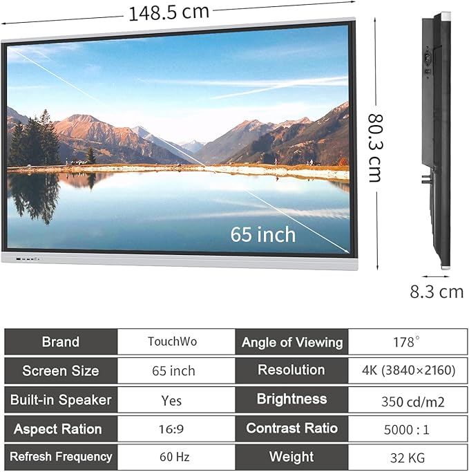 TouchWo 65" Touchscreen Monitor Smart Board, 4K Interactive Presentation - Image 7