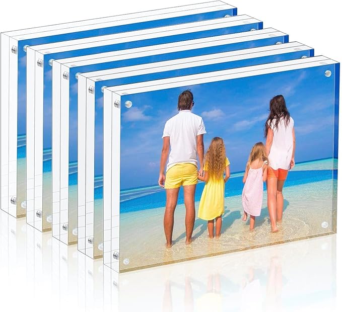 Meetu Acrylic Picture Frame 3.5 x 5 inch, 5 Pack Clear Freestanding Double by Meetu