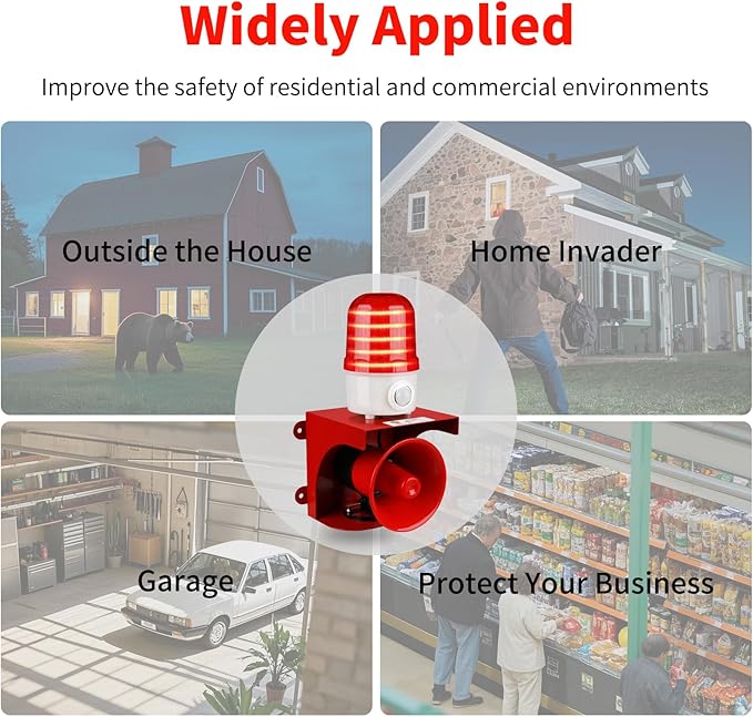 Motion Sensor Alarm with Human Detection, 120dB Adjustable Siren & LED Strobe - Image 5