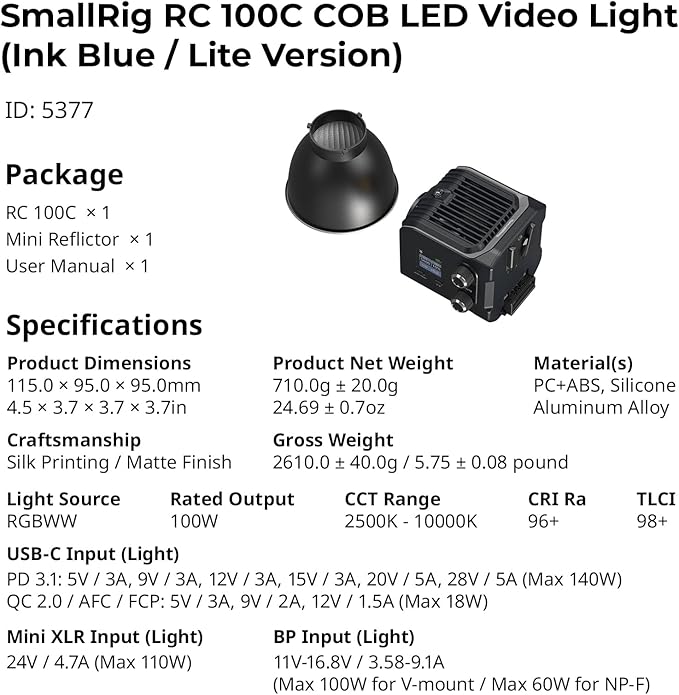 SmallRig RC 100C RGBWW LED Video Light, - Image 9