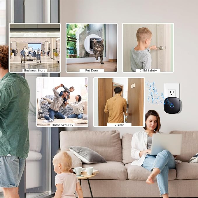 Wireless Motion Sensor Alarm Indoor, 1 PIR Detector + 1 Receiver, Movement - Image 7