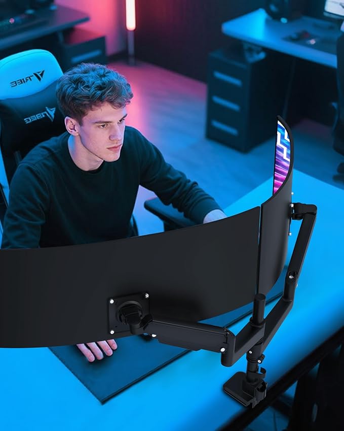 Ergounion Dual Monitor Arm for 13-49 Inch Ultrawide Screens, Heavy Duty Monitor - Image 7
