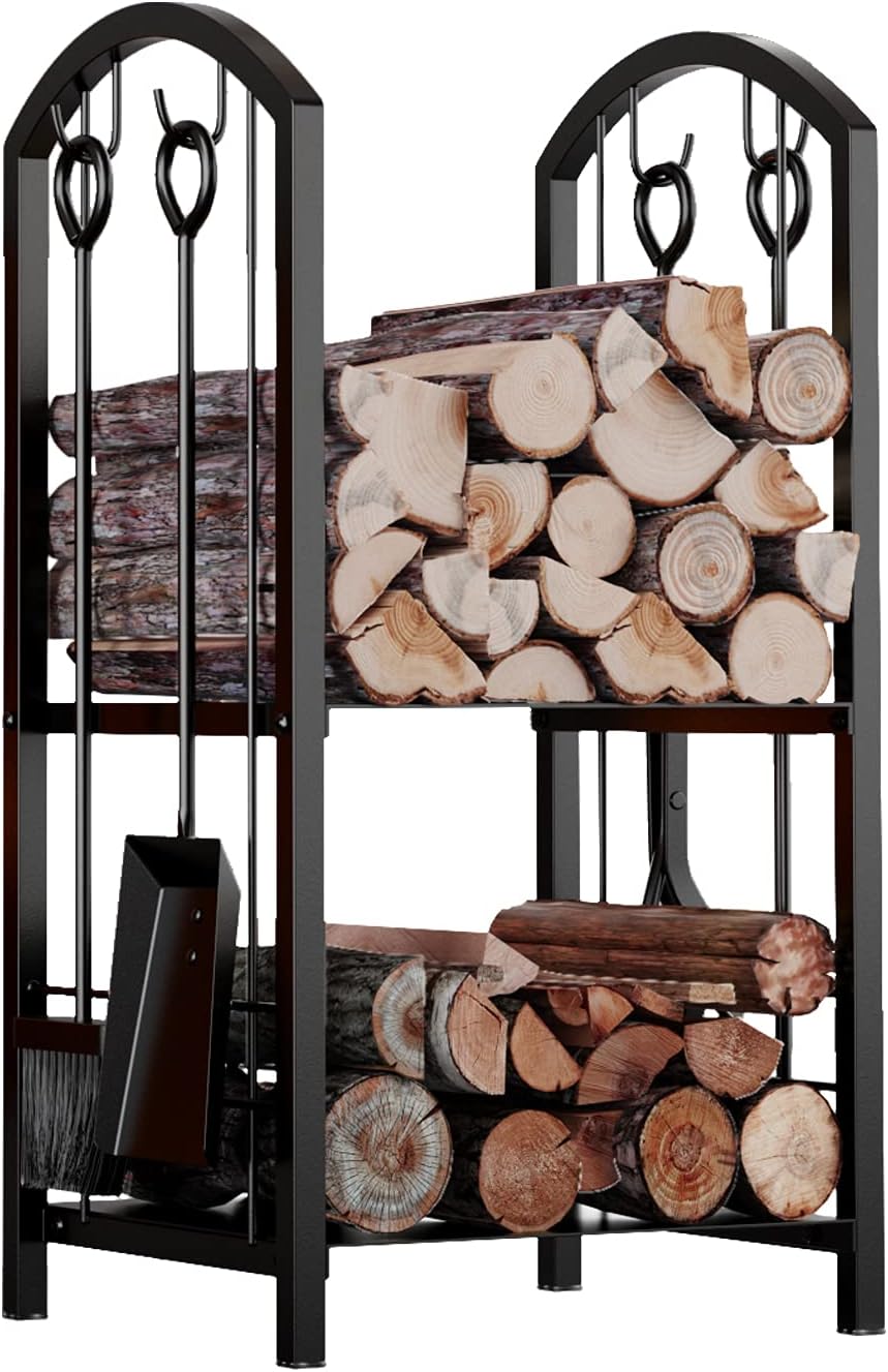 fire beauty wrought iron firewood log rack with, main product view