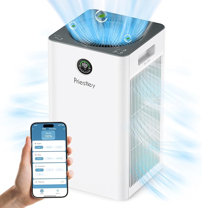 Priestley Air Purifiers for Home Large Room up to 1500 sq ft, Smart Control Air - Image 9