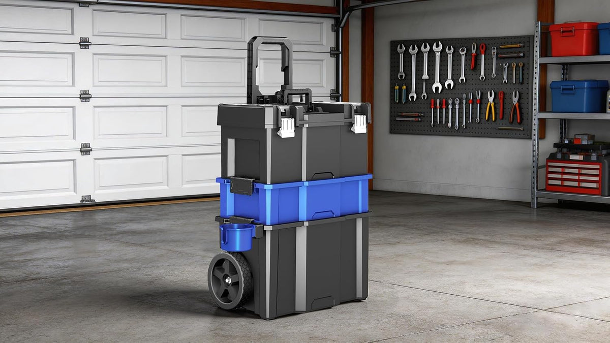 airaj rolling tool box with wheels, 3 tier on a desk or shelf