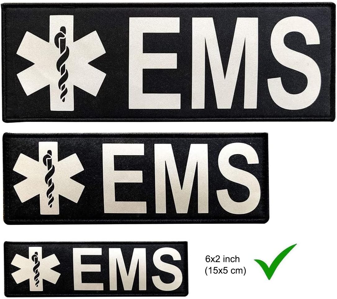 6x2 inch Reflective EMS EMT Star of Life Back Panel Patch Med Medical Patch