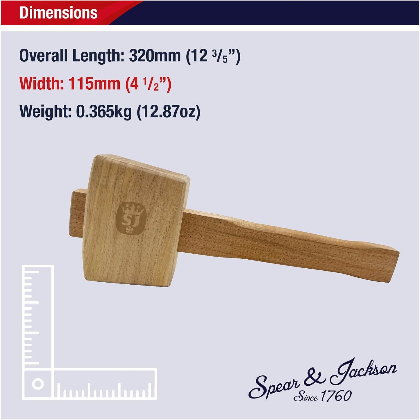 Spear & Jackson CMALL4 4" Wooden Carpenters' Mallet - Lightweight Woodworking Mallet for Chisels, Joinery & General Carpentry Use
