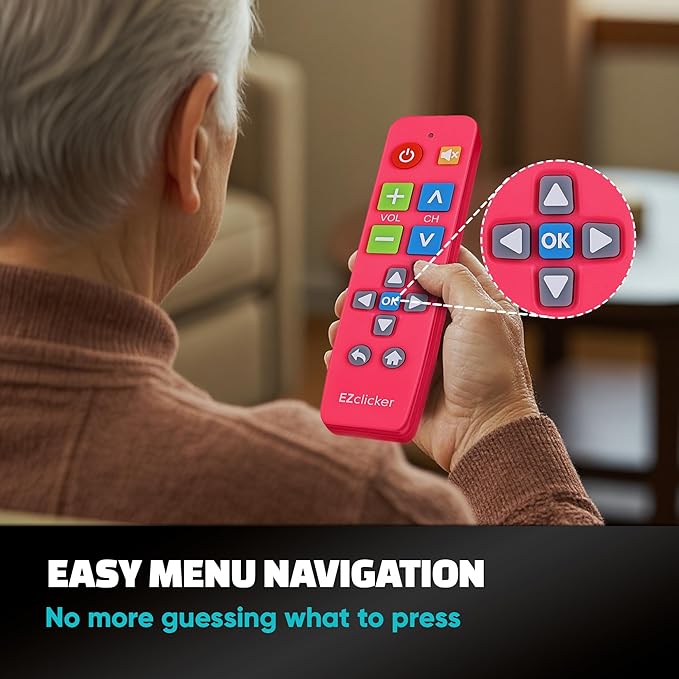 EZclicker Plus Big Button Universal TV Remote Simple Easy to Use, Works - Image 8