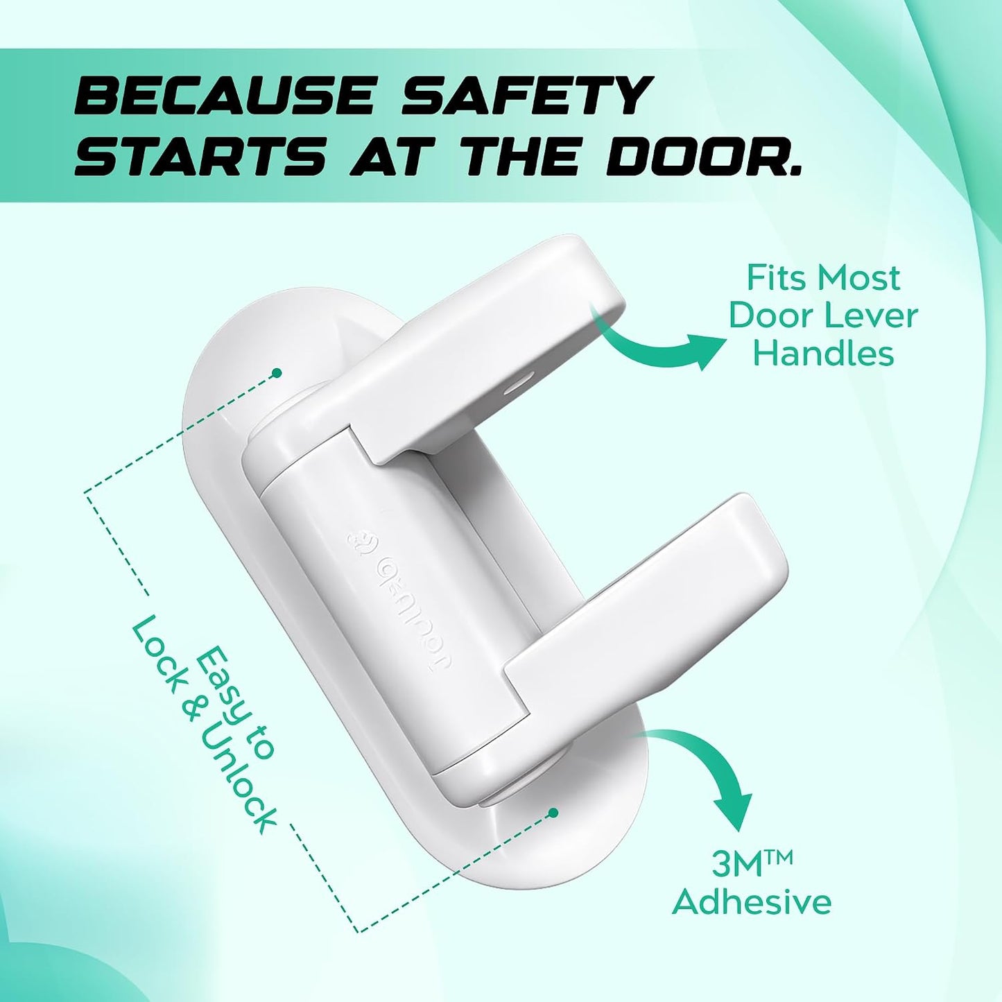 THREADFLOW® Door Lever Lock Child Proof PACK Of 4 – No Drilling Door Handle Baby Proof Locks - Lever Doors Handle Child Locks ABS Material With Strong 3M Adhesive