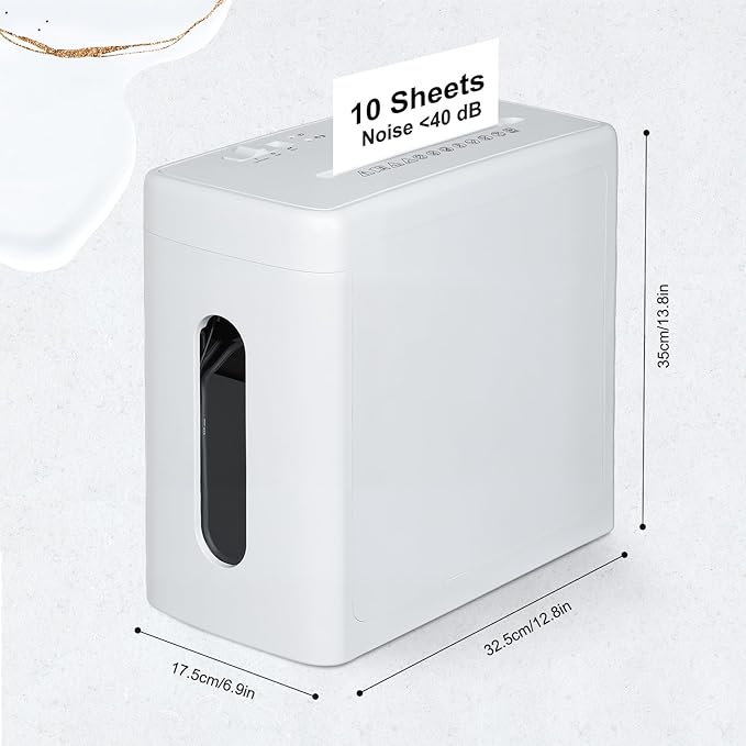 Low Noise 40dB Paper Shredder for Home, 10-Sheet Cross Cut, CD/Credit Card - Image 7
