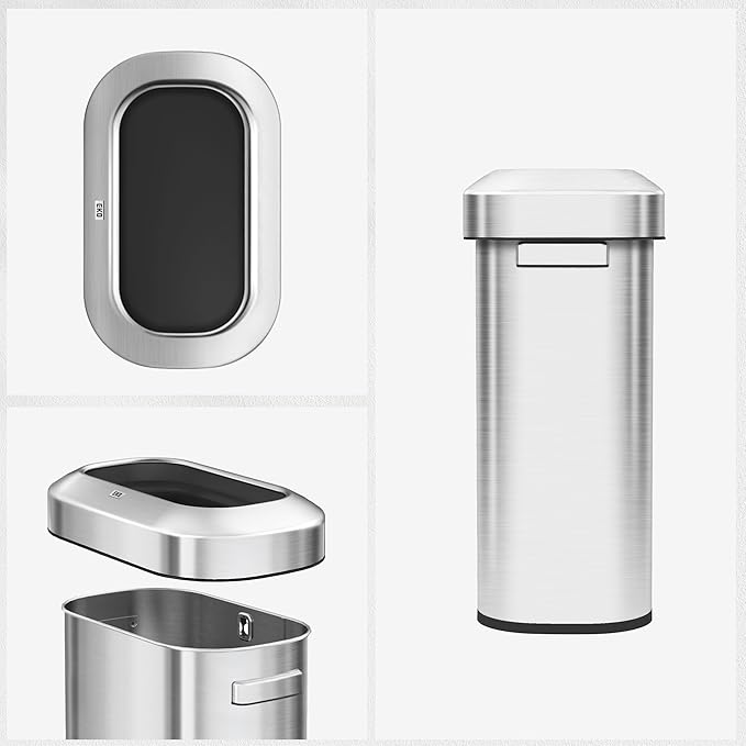 EKO Urban 16 Gallon/60 Liter Open Top Stainless Steel Slim Commercial Trash Can - Image 8