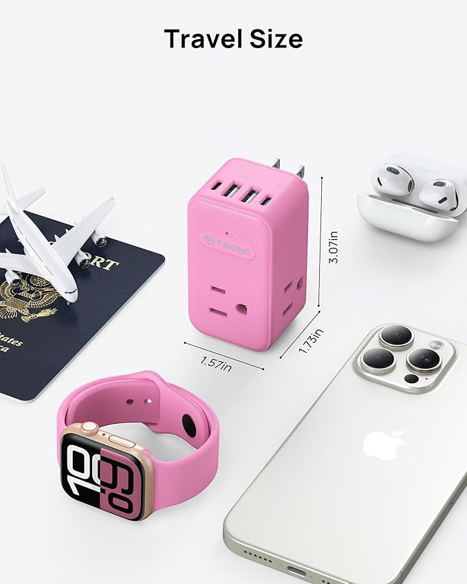 TROND Outlet Extender with USB C, 3 AC Outlet Splitter with 360 Rotation - Image 7