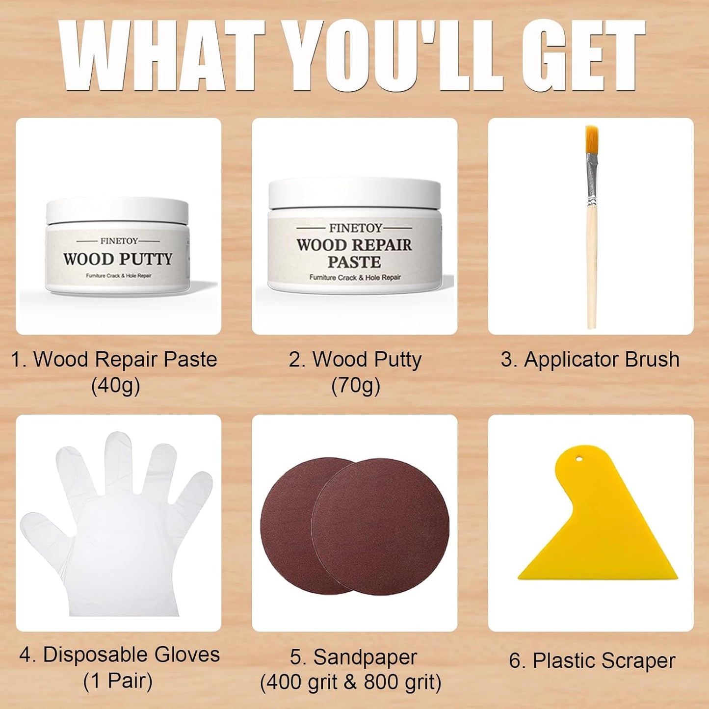 Wood Furniture Repair Kit (White/White Stain) for IKEA | with 40g Wood Repair Paste & 70g Wood Putty, Custom Design to Repair Scratches, Cracks, Paint loss ,Holes
