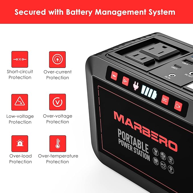 MARBERO 200W Portable Power Station 148Wh Camping Solar Generator Laptop Power - Image 8