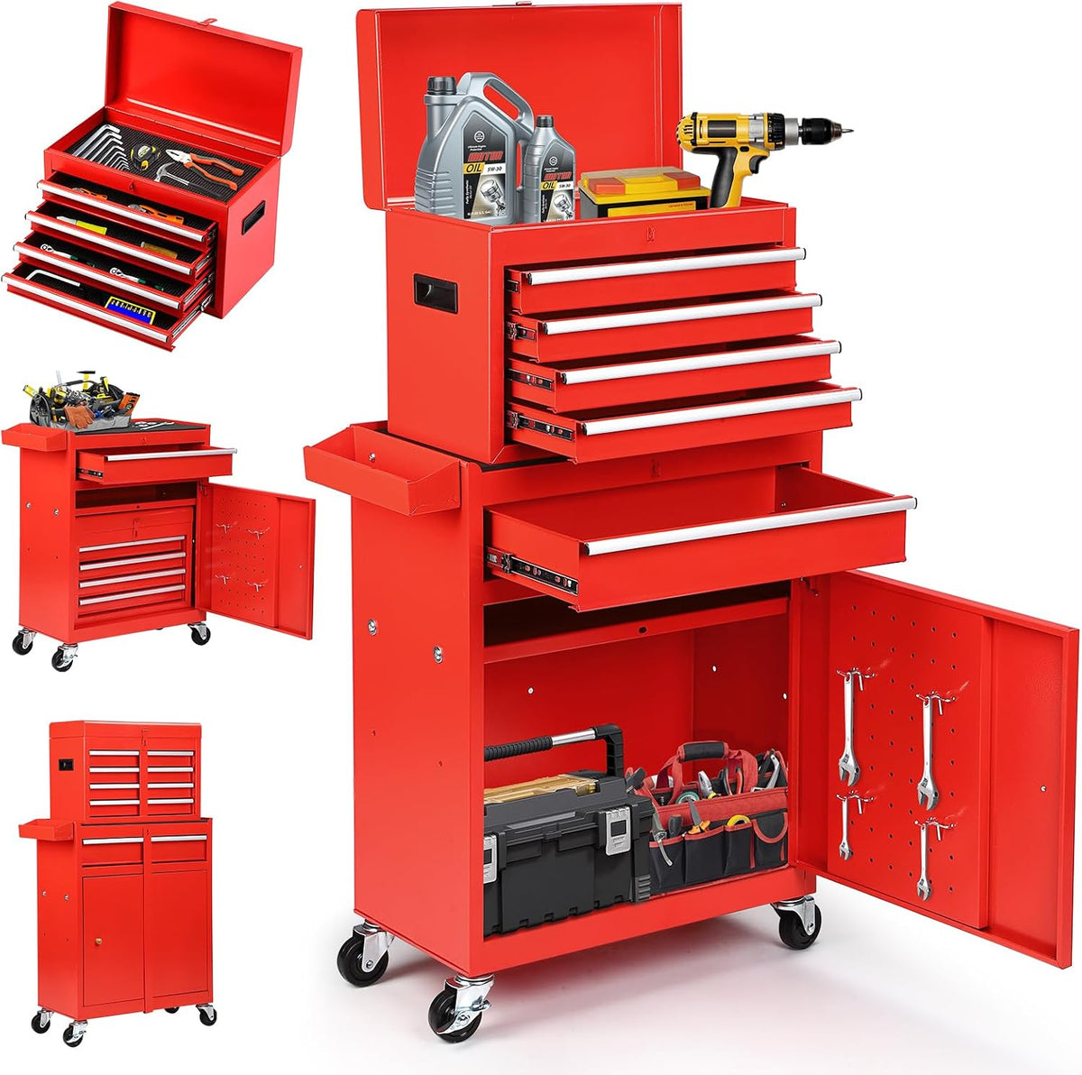 dawmilon 5 drawer rolling tool chest with detachable, main product view