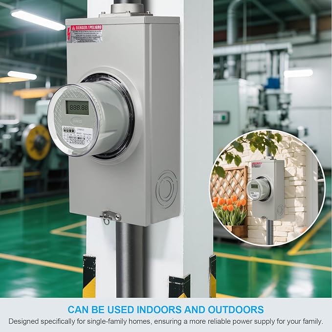 200 Amp Meter Socket, 4 Jaw Meter Base, 600V 3 Wire Ringless Type, - Image 6