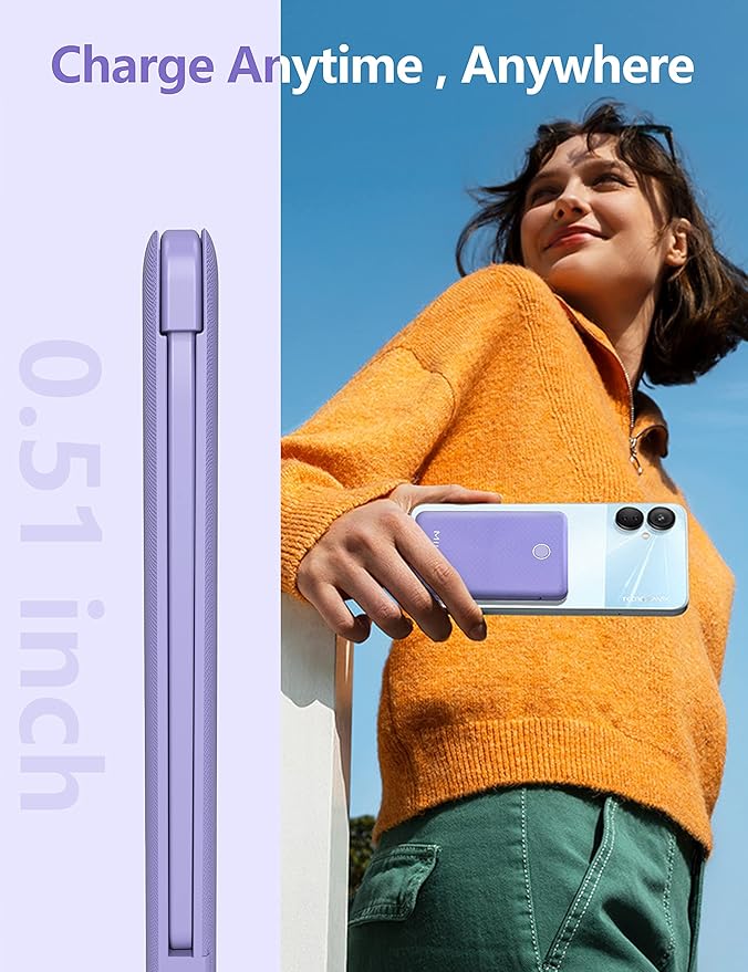 miisso 6000mah Ultra Slim Built in Cables Power Bank, Card Size Built in USB C - Image 6