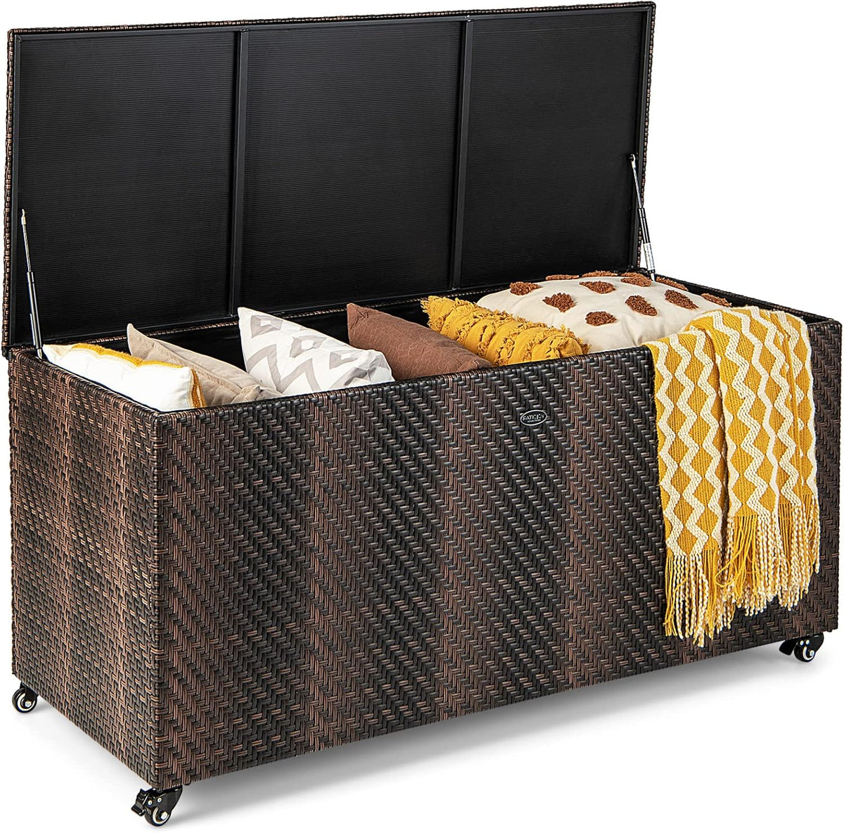 tangkula 96 gallon deck box, pe wicker outdoor, main product view