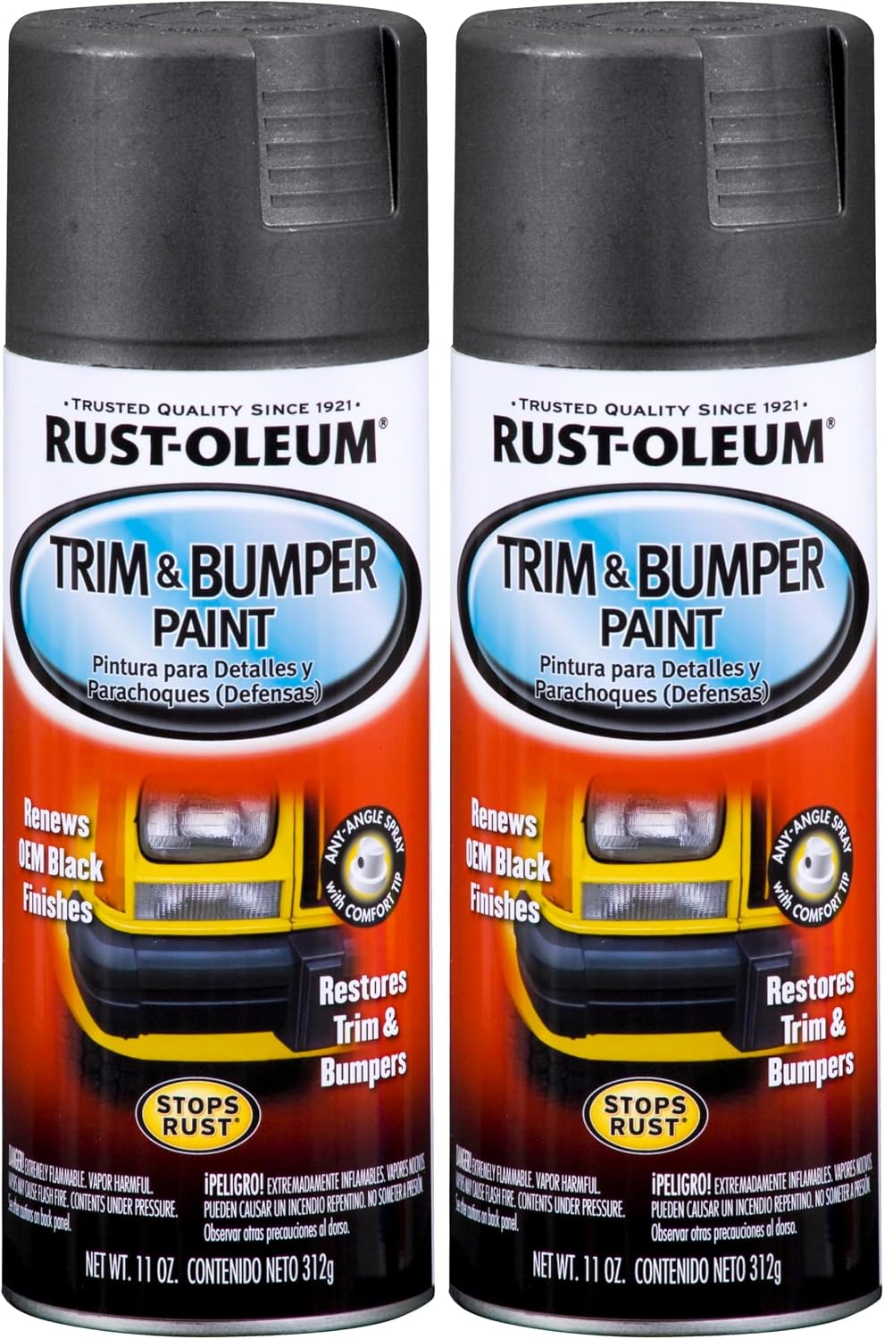 Rust-Oleum Black BlackRust-Oleum Automotive 251574 11-Ounce Trim and Bumper Spray, Matte, 11 Ounce (Pack of 2), Fl Oz