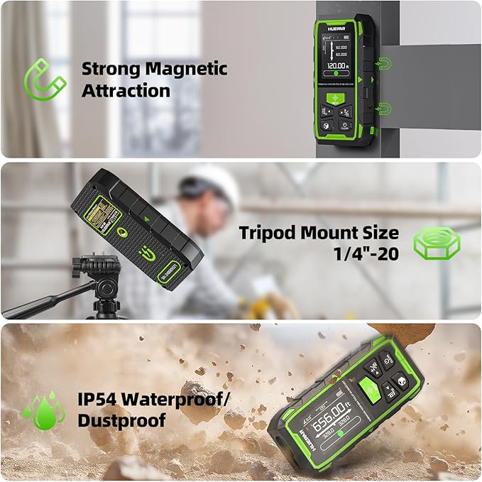 656ft/200M Dual Laser Distance Measuring Tool, Huepar Professional Rechargeable - Image 9
