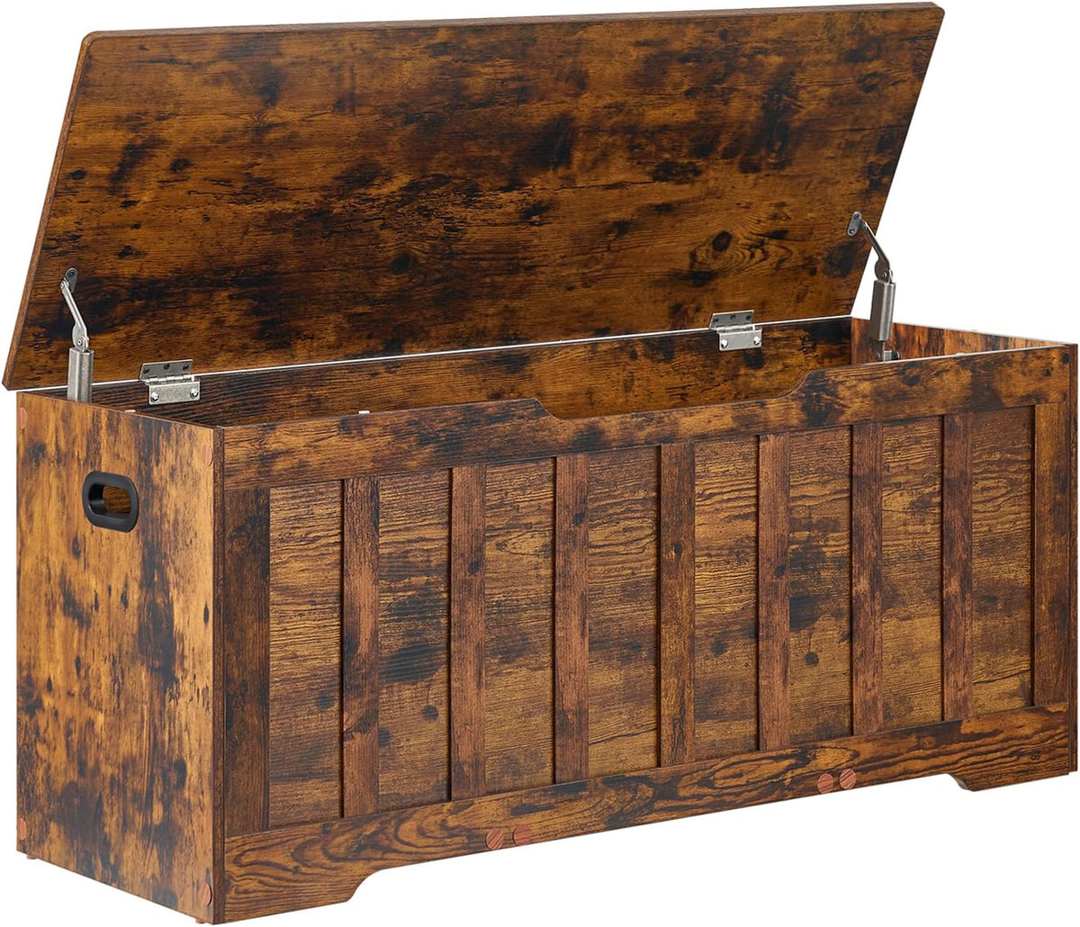 vankiley 43.3" storage chest extra large, storage bench.(rustic, main product view