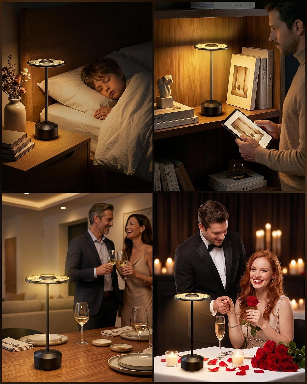 Honeywell Rechargeable Table Lamp, 5000mAh Cordless Dimmable Accent Light | 2000K-5700K,7 RGB Lighting Modes,Touch Control,Portable Desk Lamp for Patio Restaurant Dining Home Nightstand Living Room