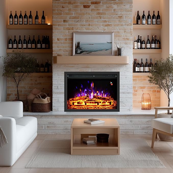 24.5" Electric Fireplace Inserts, Adjustable Brightness, Thermostat&Timer - Image 8