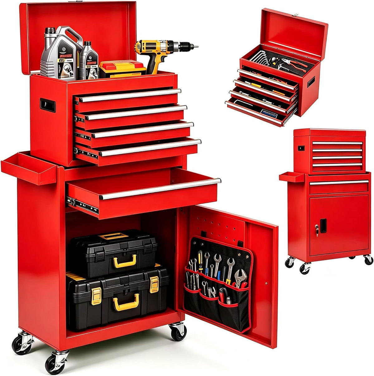 5-drawer rolling tool chest with detachable tool box, main product view