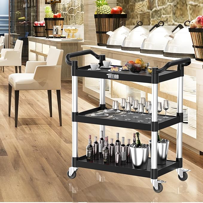 TUFFIOM 3-Tier Plastic Service Utility Cart - Image 8