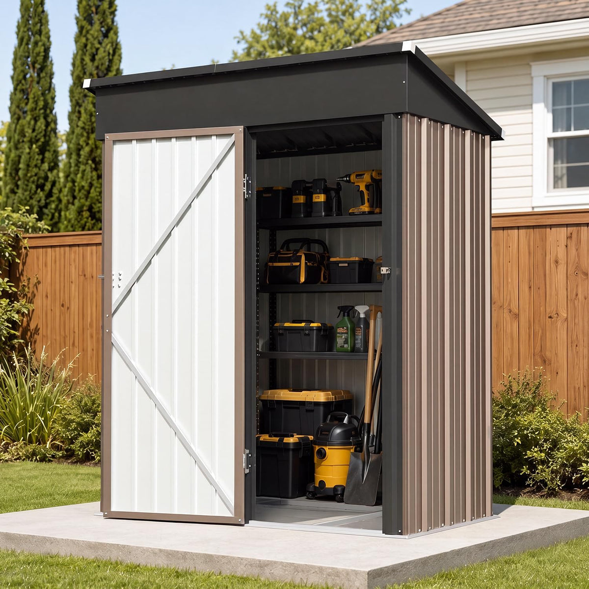 aoxun 5x3 ft outdoor storage shed with base, main product view