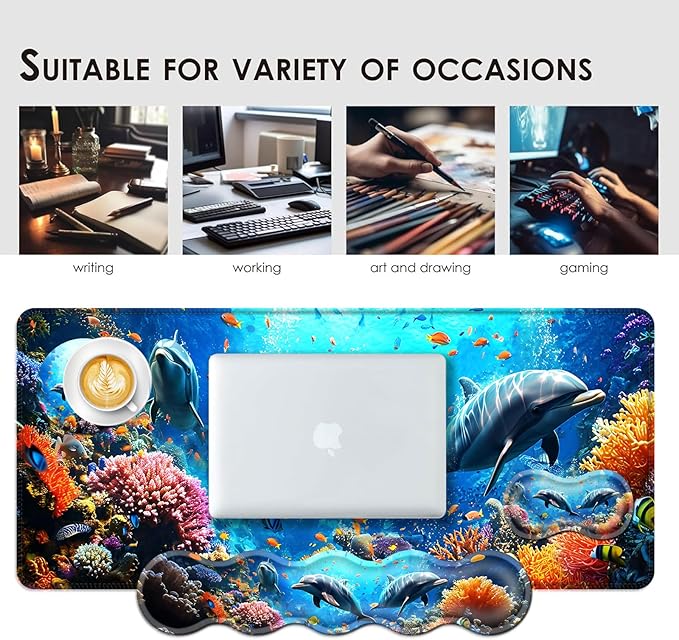 BFUKVOU Large Keyboard Mouse Pad Set, Extended Mouse Pad+Keyboard Wrist Rest - Image 7